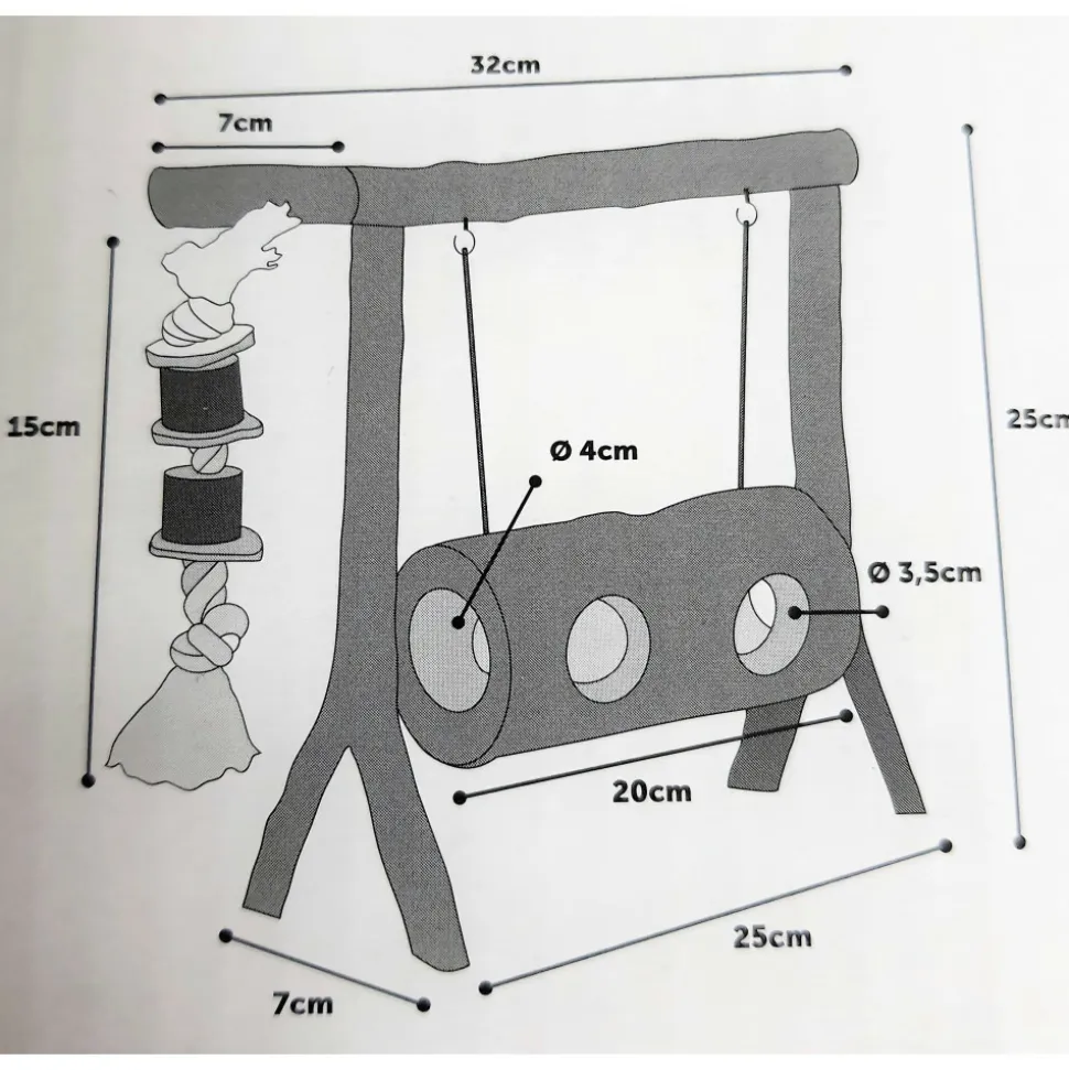 ANIMALLPARADISE - Balançoire en bois pour hamster et souris petit rongeur.
