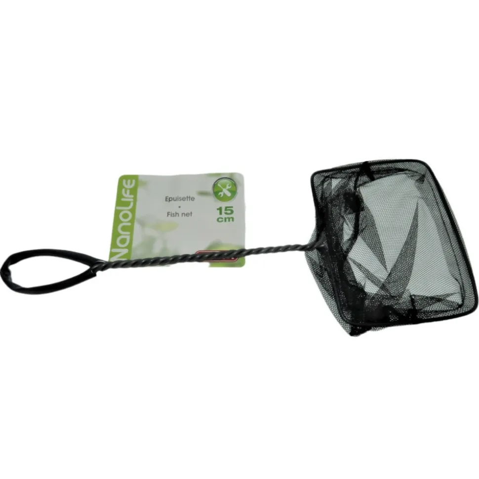 ANIMALLPARADISE - Epuisette filet noir, maille moyenne, 15 cm x 13 x 40 cm, aquarium