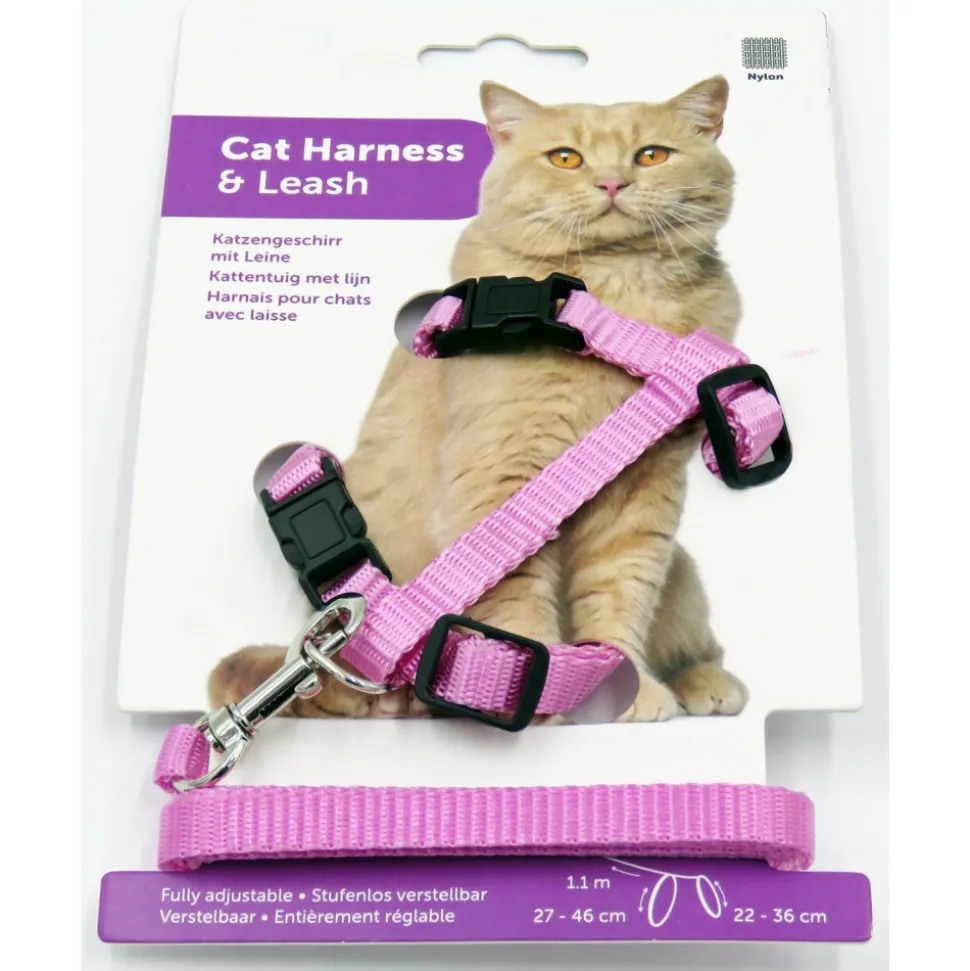 ANIMALLPARADISE - Harnais et laisse de 1,10 mètre couleur rose, pour chat,