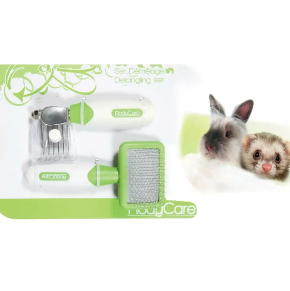 ANIMALLPARADISE - Set démêlage carde douce et démêloir pour lapins, furets, hamsters