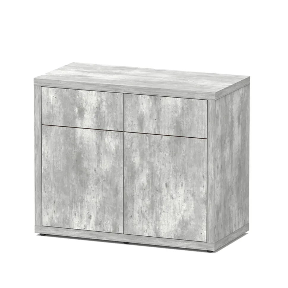 AQUATLANTIS - Meuble d'aquarium avec 2 portes Sublime 100 Béton L.100xP.50xH.83cm
