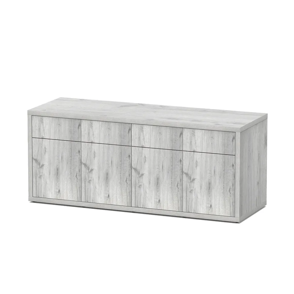 AQUATLANTIS - Meuble d'aquarium avec 4 portes Sublime Chêne Blanc L.200xP.70xH.83cm
