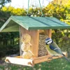 BB LOISIR - Mangeoire extérieur à suspendre pour oiseaux sauvages pour jardin balcon distributeur de graines «325 cabane marron-vert»