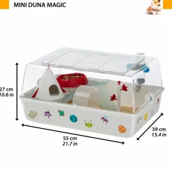 Cage pour hamsters et souris mini duna space pour accessoires et adhésifs inclus