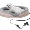 CAMRY - Panier pour chiens et chats électrique chauffant - camry cr7431, rond 76 x 58 cm, laine synthétique douce, 18 w, blanc/marron