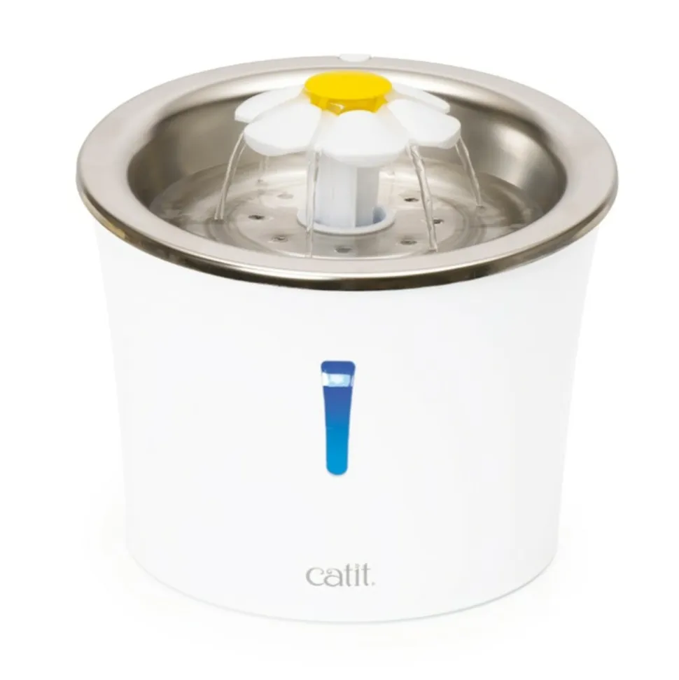 CATIT - Cat it catit abreuvoir fontaine fleur acier inoxydable 3l leds 760 g, blanc