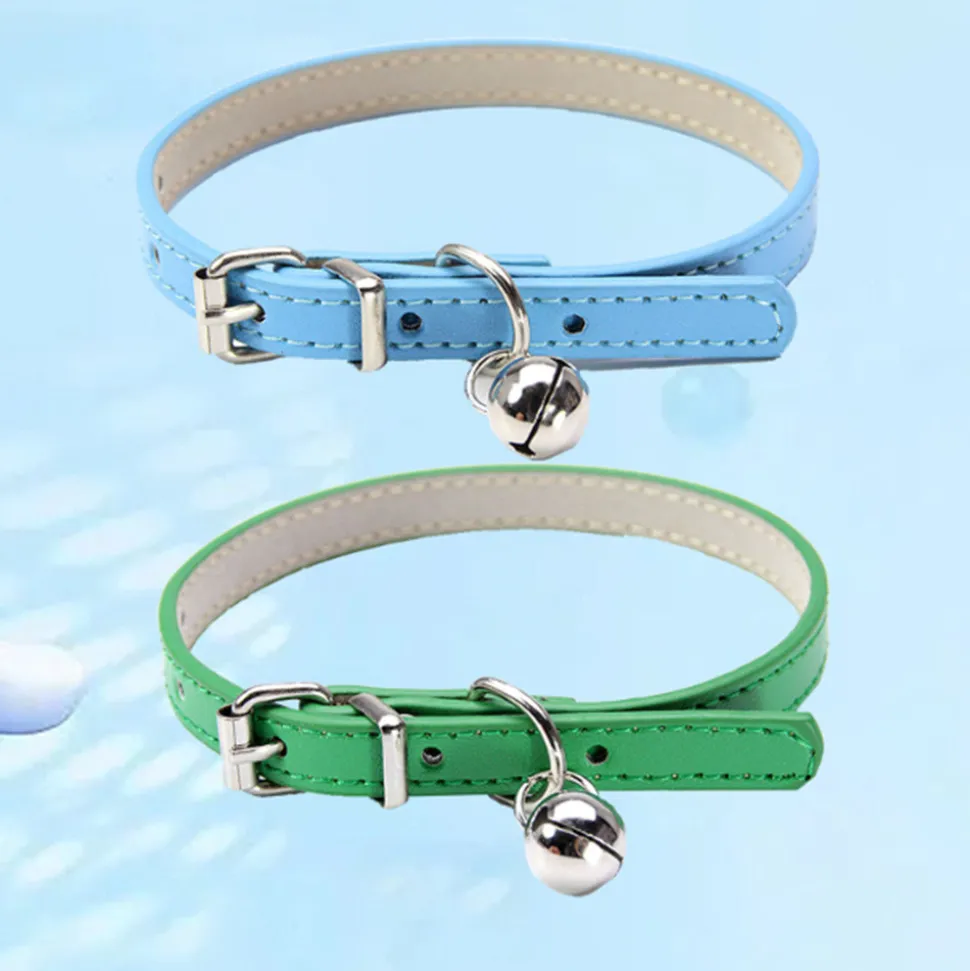 Collier pour chat avec clochette en cuir pu-S