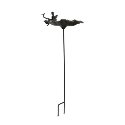 DÉCORATION D'AUTREFOIS - Abreuvoir oiseau ange sur pied fonte fonte marron - décoration d'autrefois