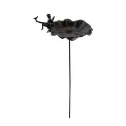 DÉCORATION D'AUTREFOIS - Abreuvoir oiseau ange sur pied fonte fonte marron - décoration d'autrefois
