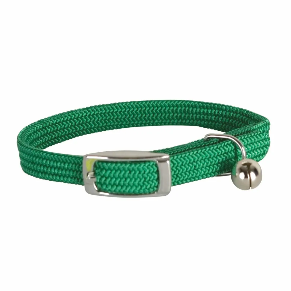 DOOGY FASHION - Collier nylon simple chromé chat vert