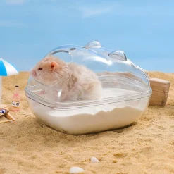 DOWNYPAWS - Bac à litière pour chat pour hamster -13*9*9cm 360° transparent