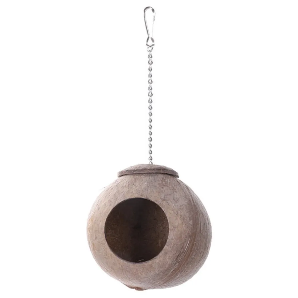 DOWNYPAWS - Boîte d'oiseau en coque de noix de coco pour la reproduction et la décoration clauses en chaîne