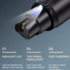 DOWNYPAWS - Broyeur à griffes électrique, batterie lithium, chargement usb pour chats et chiens (petits et moyens)
