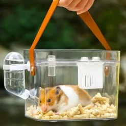 DOWNYPAWS - Cage de transport - portable avec bouteille d'eau transparente