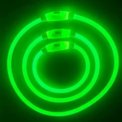 DOWNYPAWS - Collier lumineux rechargeable pour chien vert taille m : circonférence 50 cm