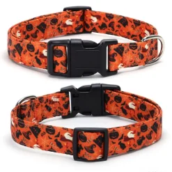 DOWNYPAWS - Collier pour chien d'halloween avec motifs de citrouille, fantôme et chauve - souris xl : 2,5*70cm couleur orange