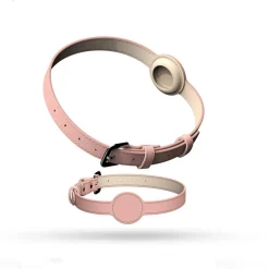 DOWNYPAWS - Collier traqueur gps pour chats et chiens - en cuir synthétique rose xs