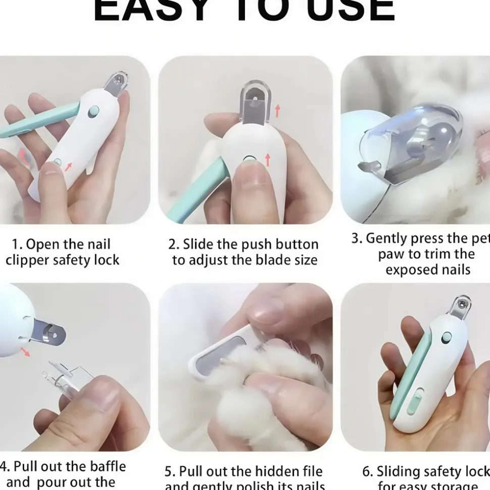 DOWNYPAWS - Coupe-griffes professionnel pour animaux - trou réglable pour chats et chiens, soins pour jeunes animaux