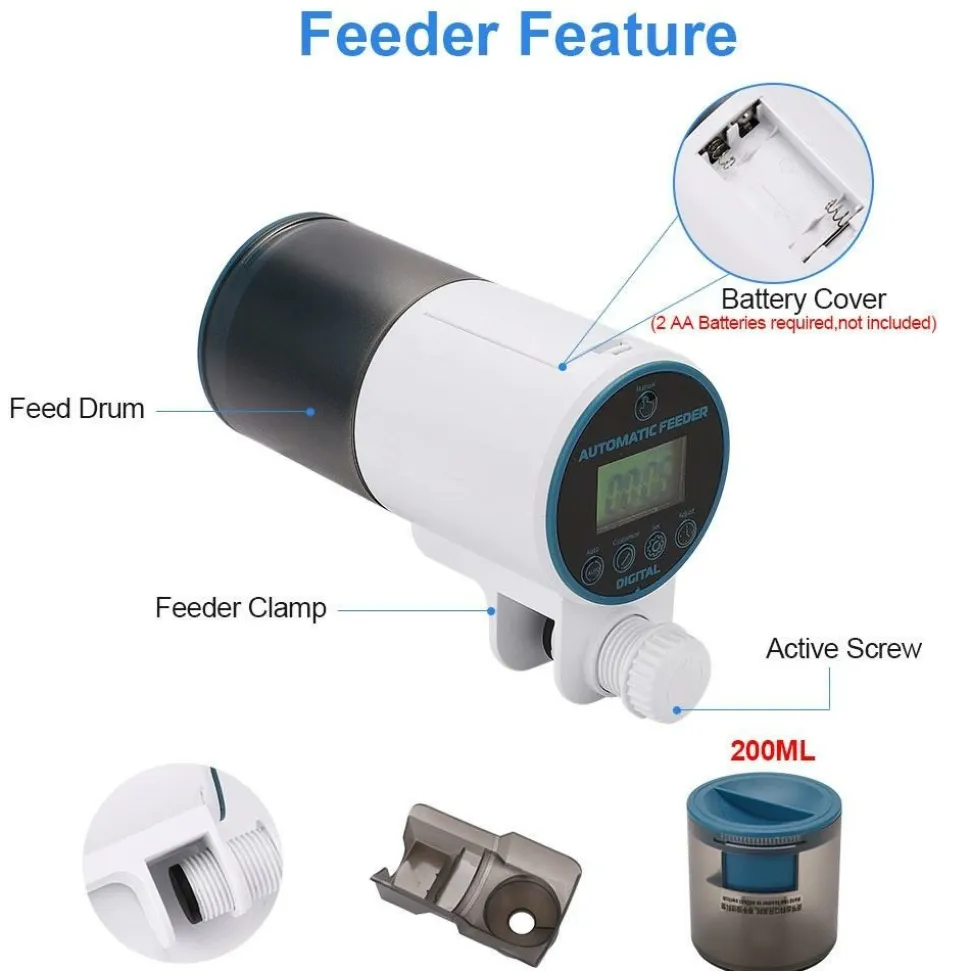 DOWNYPAWS - Distributeur automatique de nourriture pour poissons de précision intelligente pour aquarium, petite alimentation