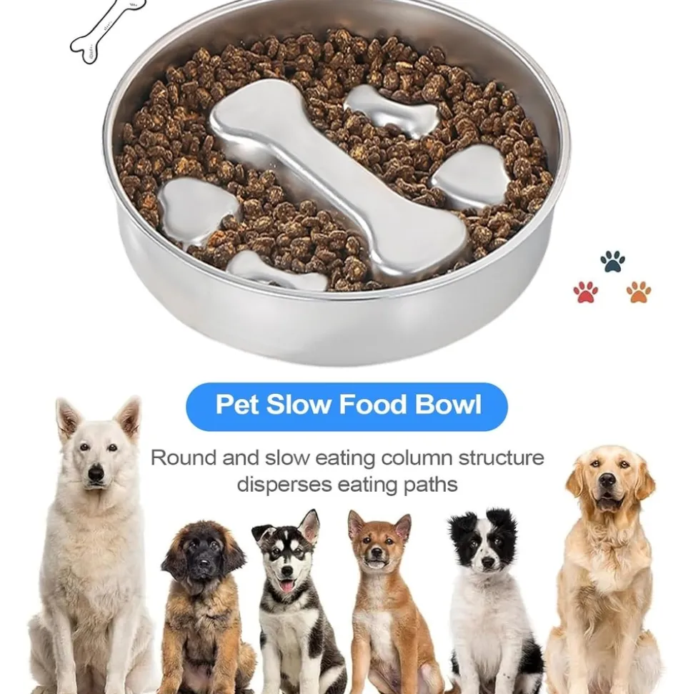 DOWNYPAWS - Gamelle anti-glouton pour chien - inox antidérapant