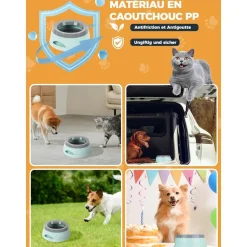 DOWNYPAWS - Gamelle pour chien-gamelle d'eau anti-débordement-en voiture-bleu-15.3x18.9x8cm