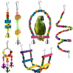 DOWNYPAWS - Jouet oiseau balançoire lot de 6 pièces