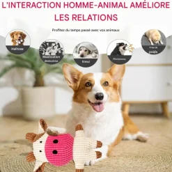 DOWNYPAWS - Jouets en peluche pour chiens-forme de vachejouets à mâcher - 22 x 15 cm