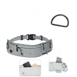 DOWNYPAWS - Laisse pour chien mains libres-courant - gris-avec sac de rangement