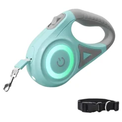 DOWNYPAWS - Laisse rétractable lumineuse, 16 pieds, 6 couleurs de banderole
