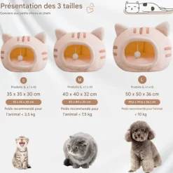 DOWNYPAWS - Lit pour chat-panier pour chat -forme de tête de chat-rose 40*40*32cm
