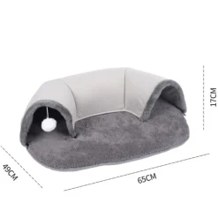 DOWNYPAWS - Lit tunnel pour chat avec boule suspendue