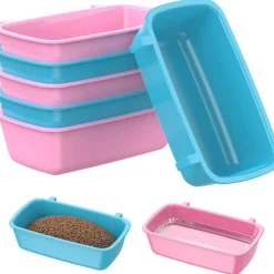 DOWNYPAWS - Lot de cages à oiseaux - plastique avec crochets, distributeur de nourriture et bols