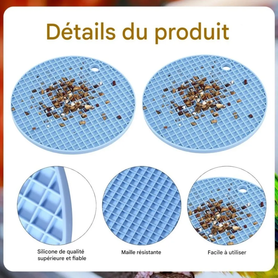 DOWNYPAWS - Lot de 2 tapis d'alimentation lente pour oiseaux