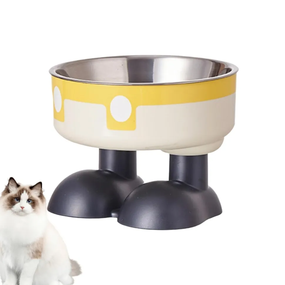 DOWNYPAWS - Mangeoire hauteur ergonomique - acier inoxydable jaune