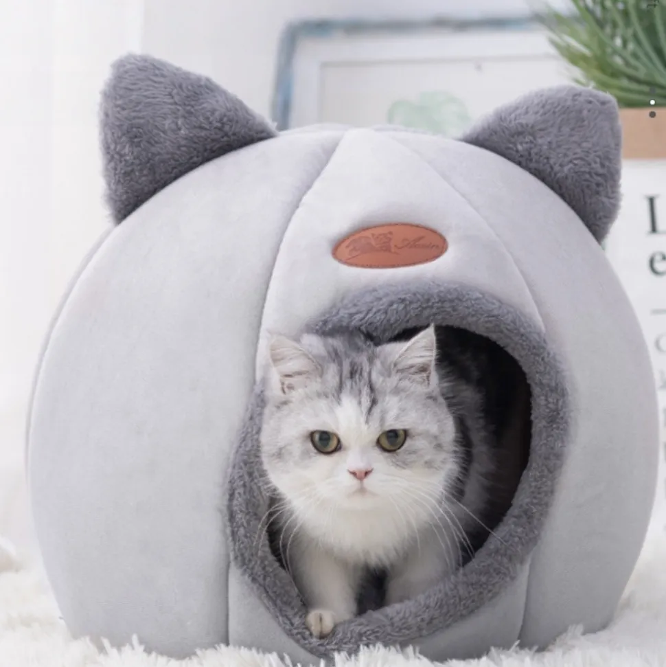 DOWNYPAWS - Panier pour chat-lit pour chat- forme de chat gris-l 36 x 36 x 36 cm