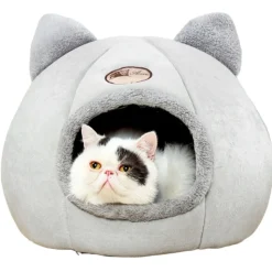 DOWNYPAWS - Panier pour chat-lit pour chat- forme de chat gris-xl 40 x 40 x 40 cm