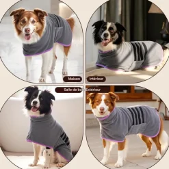 DOWNYPAWS - Peignoir pour chienabsorption d'eau