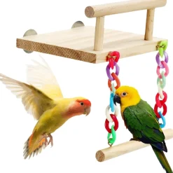 DOWNYPAWS - Perchoir balançoire en corde pour oiseaux