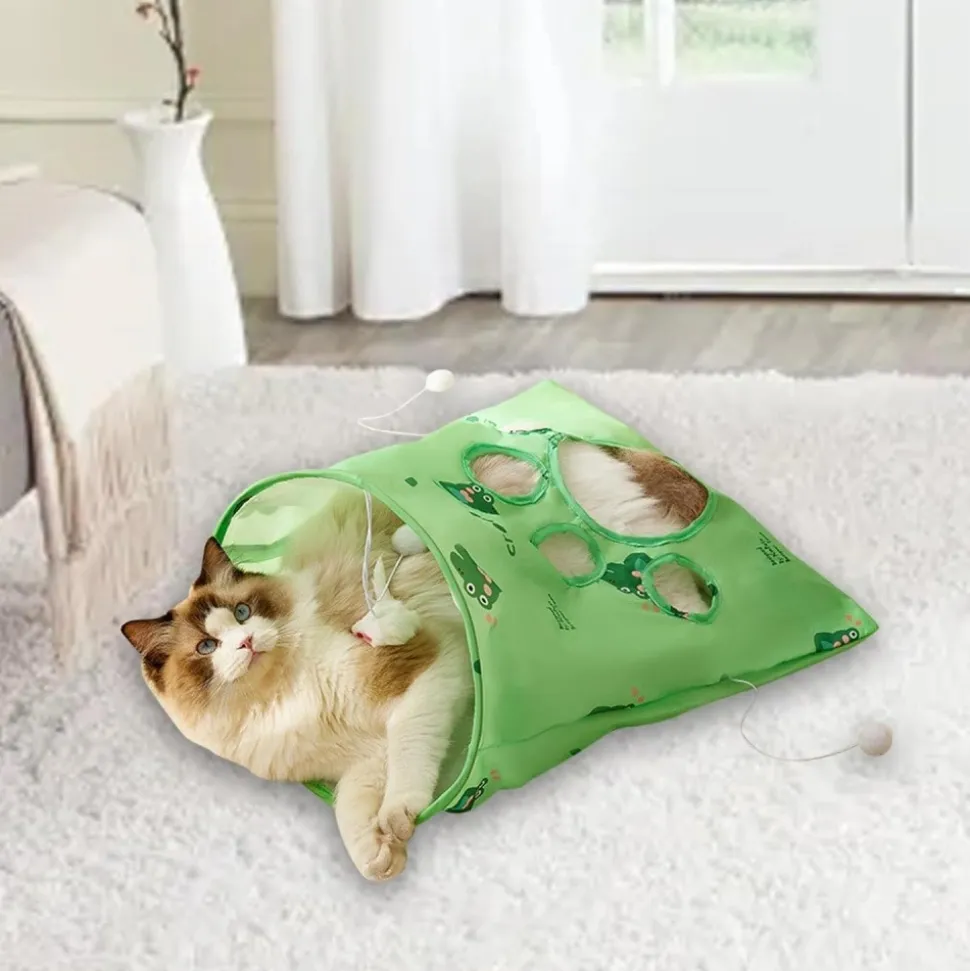 DOWNYPAWS - Sac tunnel pourchatsavec balle jouet