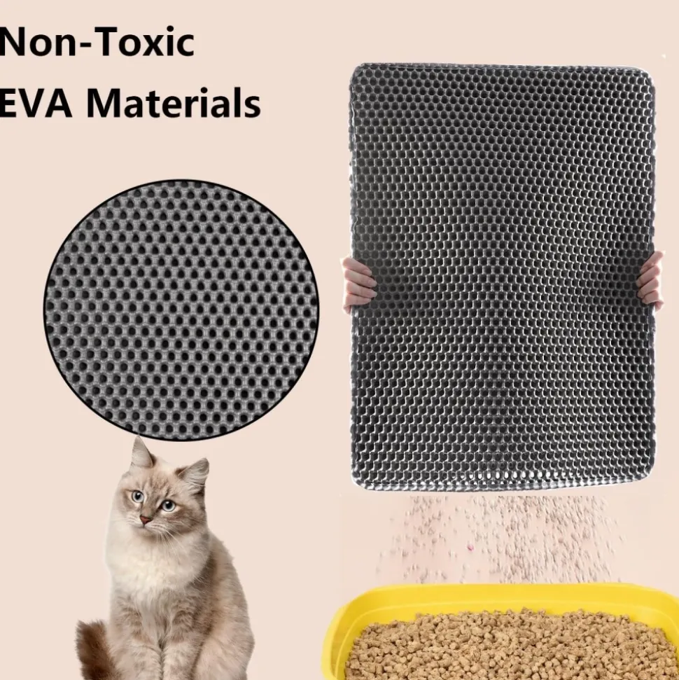 DOWNYPAWS - Tapis de litière pour chat gris foncé 45*60cm