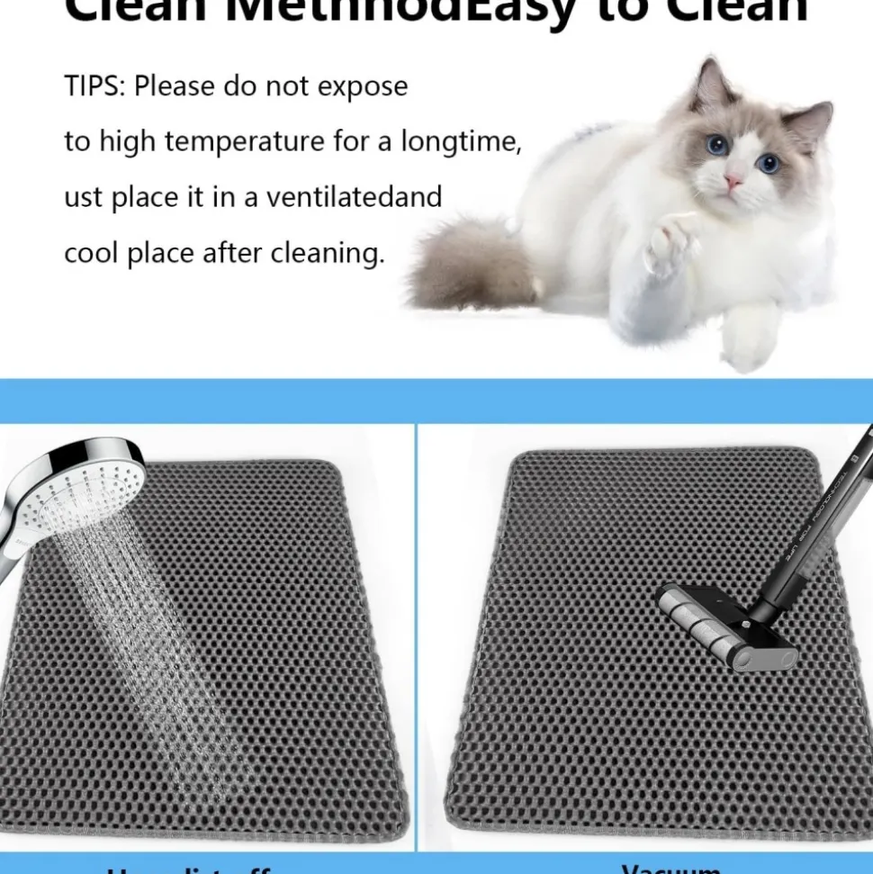 DOWNYPAWS - Tapis de litière pour chat gris foncé 45*60cm