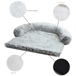 DOWNYPAWS - Tapis pour lit de chien en peluche, universel pour toutes saisons gris foncé 105 x 95 x 15 cm