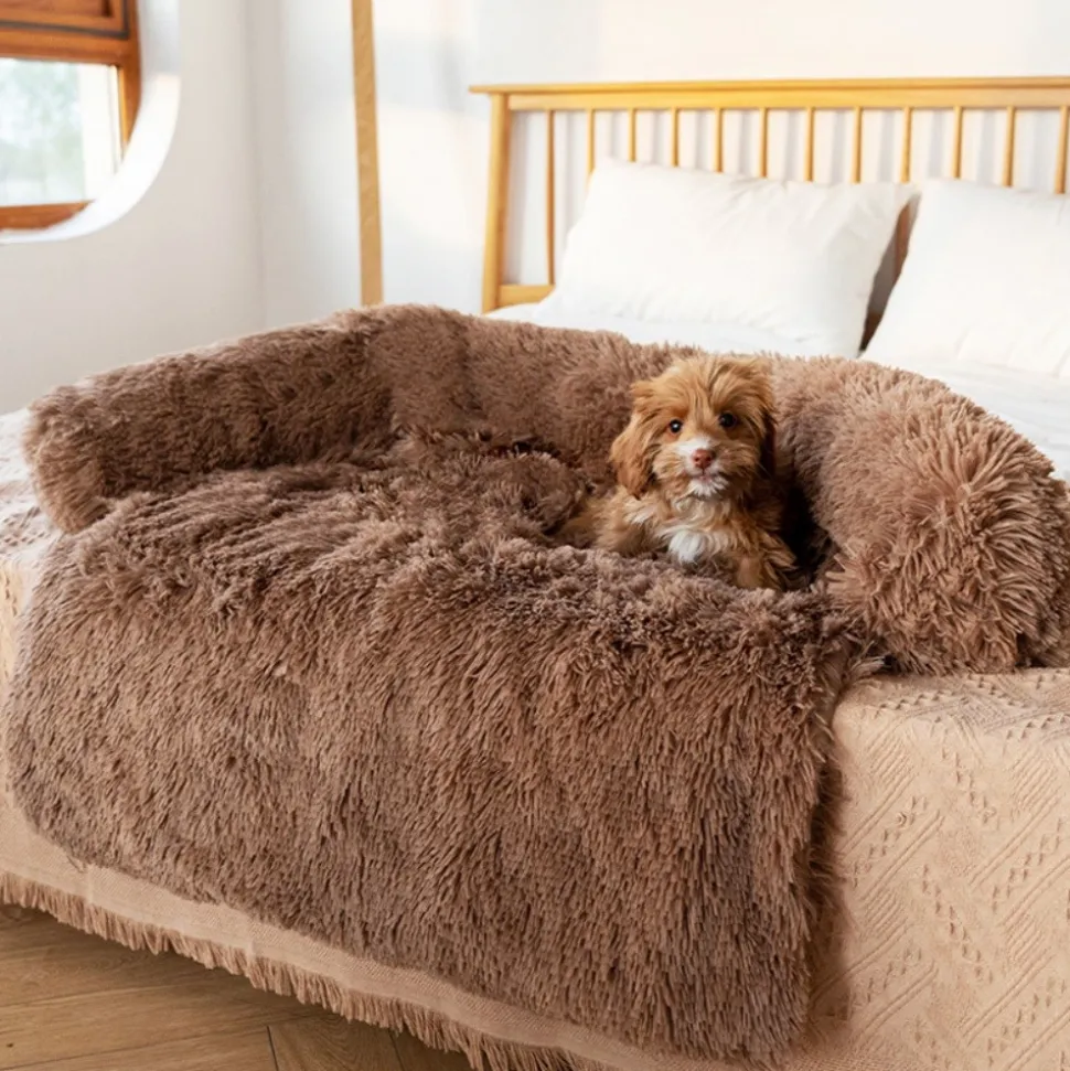 DOWNYPAWS - Tapis pour lit de chien en peluche, universel pour toutes saisons kaki 115*95*15cm