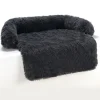 DOWNYPAWS - Tapis pour lit de chien en peluche, universel pour toutes saisons noir 95 x 80 x 15 cm