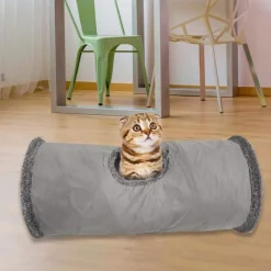 DOWNYPAWS - Tunnel pliable pour chat gris-65*29cm