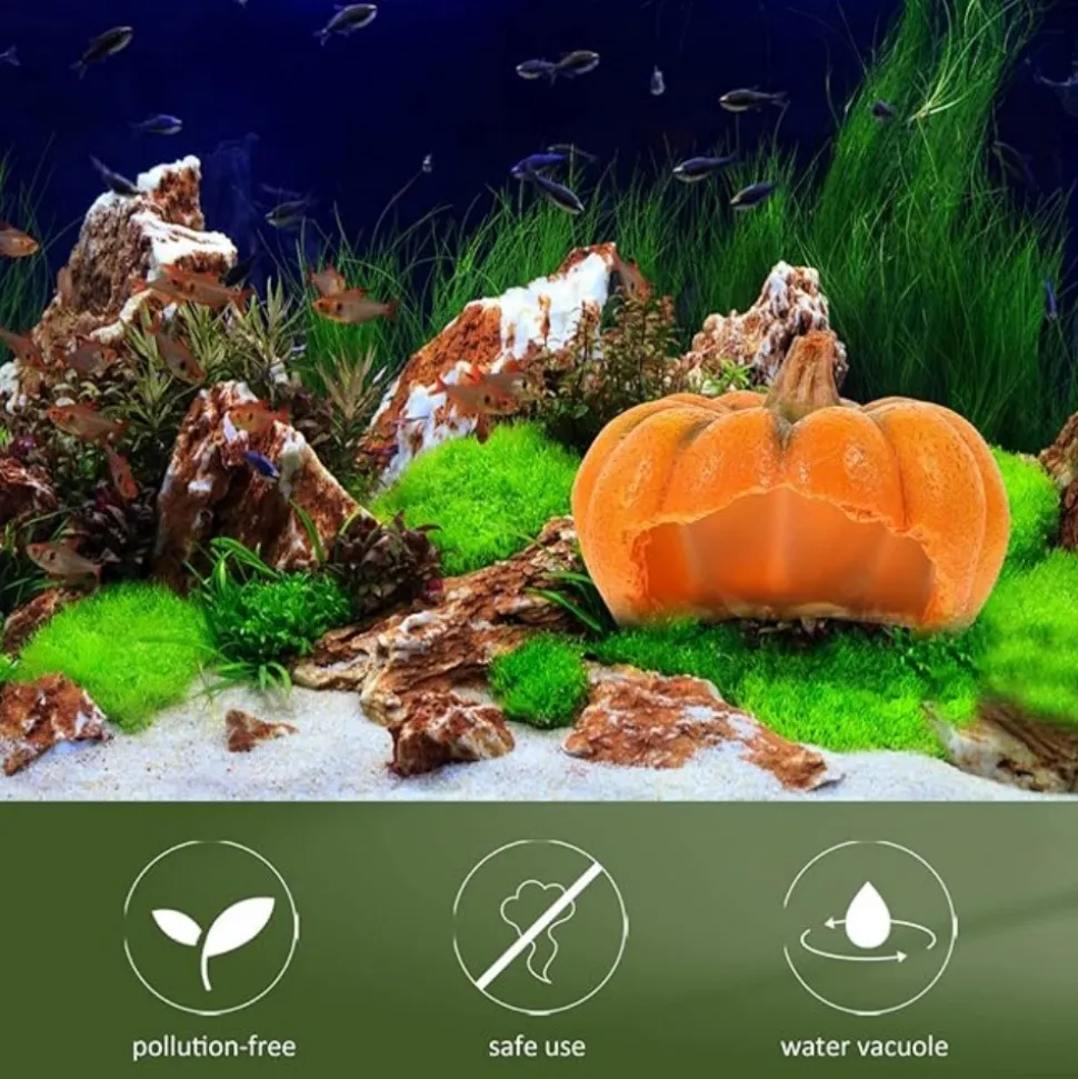 DTOPBUYAGE - Décor citrouille aquarium cachette reptile