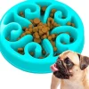 DTOPBUYAGE - Gamelle anti glouton bleu plateau interactif pour animaux compagnie