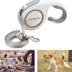DTOPBUYAGE - Laisse extensible verrouillée 5m blanc chien