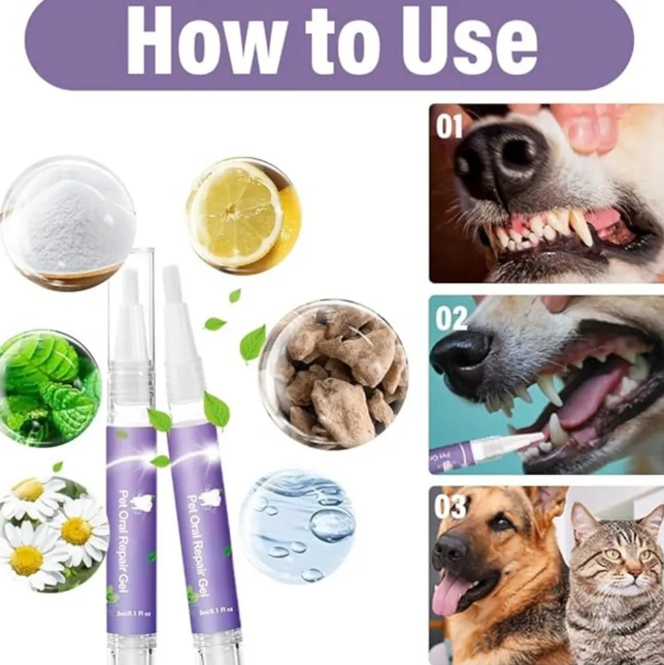 DTOPBUYAGE - 2 pièces gel réparation buccale pour animaux