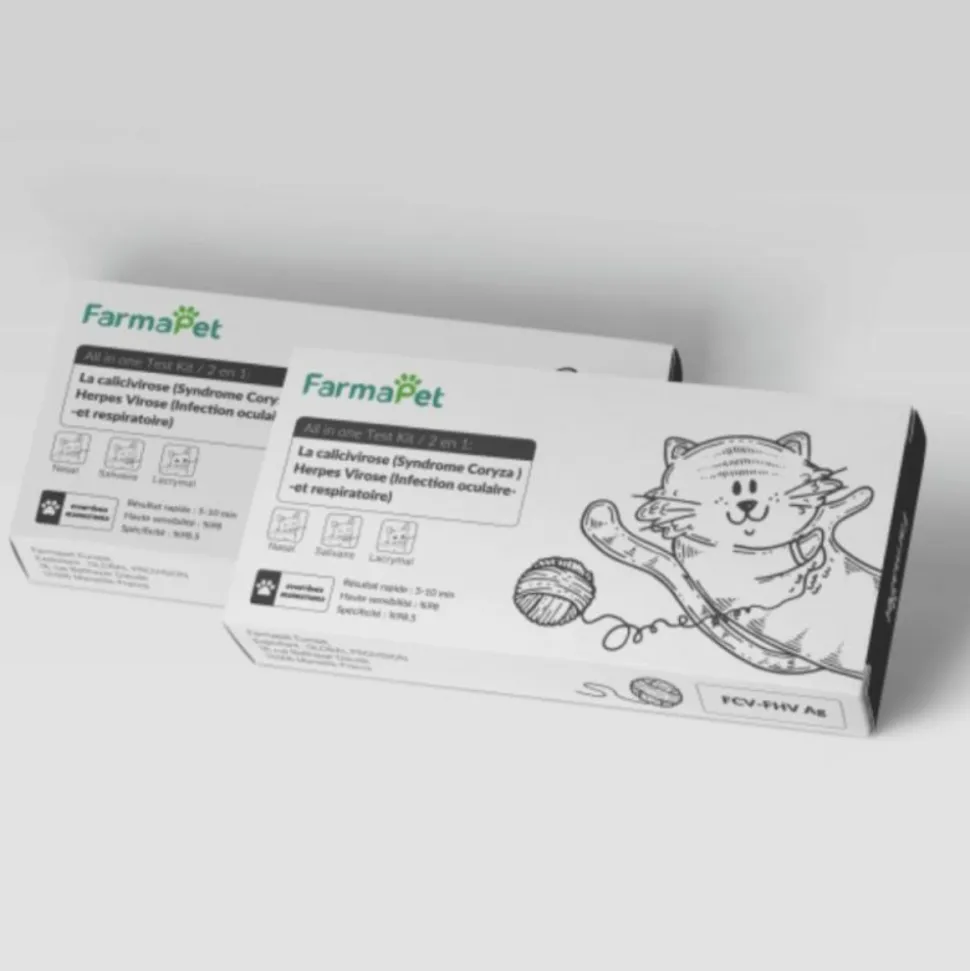 FARMAPET - Test rapide 2 en 1 détection maladie respiratoires du chat - farmapet 10 tests